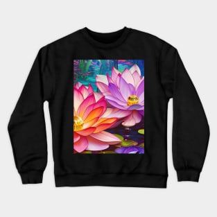 Pink and Purple Waterlilies Crewneck Sweatshirt